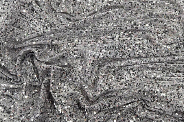 Пайетки на сетке-полосы 2 мм, серебро, 135 см 1