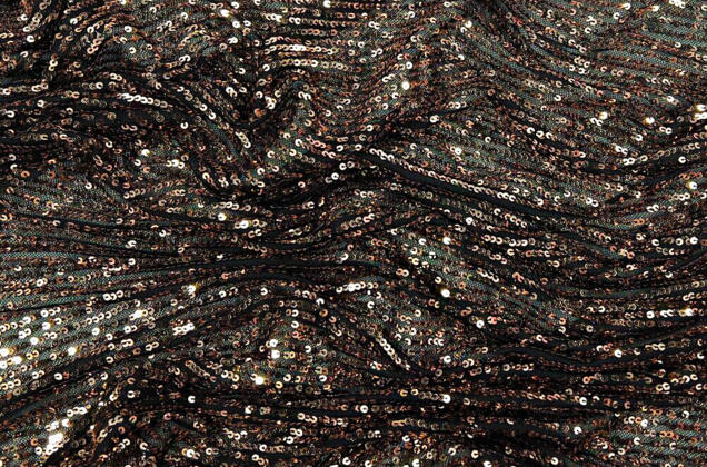 Пайетки на сетке-полосы 2 мм, золото на черном, 135 см 1