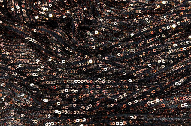 Пайетки на сетке-полосы 2 мм, золото на черном, 135 см 2