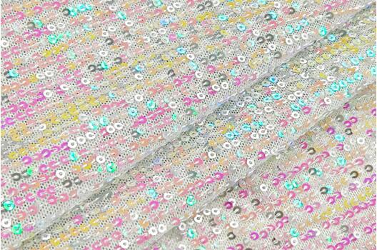 Пайетки на сетке-полосы 2 мм, перламутр, 135 см