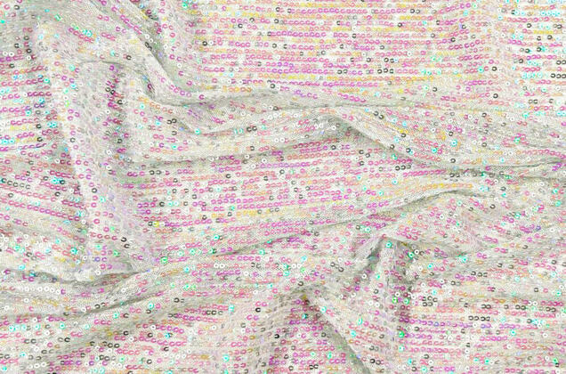 Пайетки на сетке-полосы 2 мм, перламутр, 135 см 2