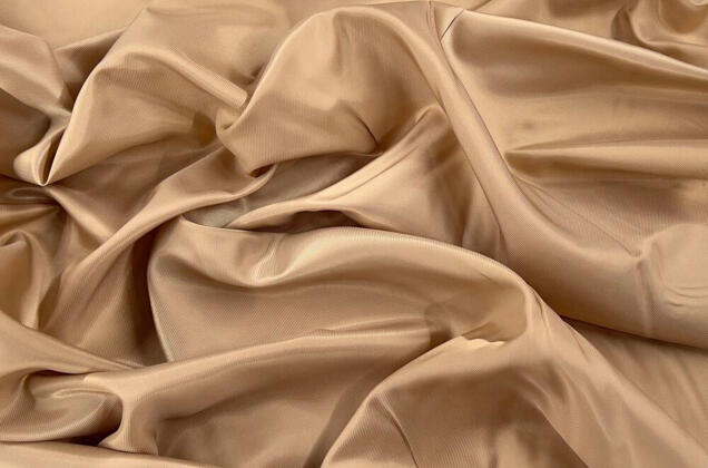 Подкладочная ткань с вискозой (6010L/ 7110) в рубчик, бежевая 2