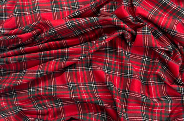 Рубашечная фланель (фуле) 100% хлопок, Клетка красная, Турция 3