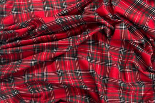 Рубашечная фланель (фуле) 100% хлопок, Клетка красная, Турция