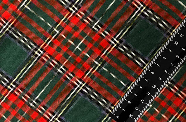 Рубашечная фланель (фуле) 100% хлопок, Клетка темно-зеленая с красным, Турция 1