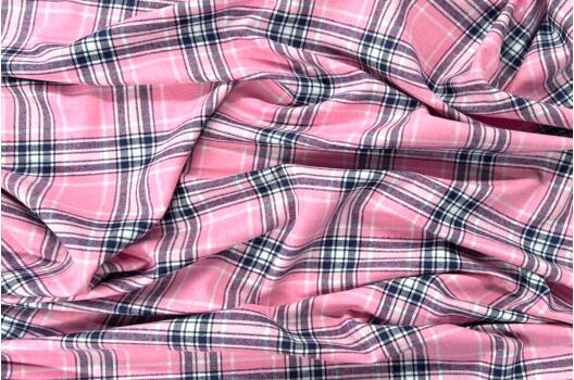 Рубашечная фланель (фуле) 100% хлопок, Клетка розовая, Турция