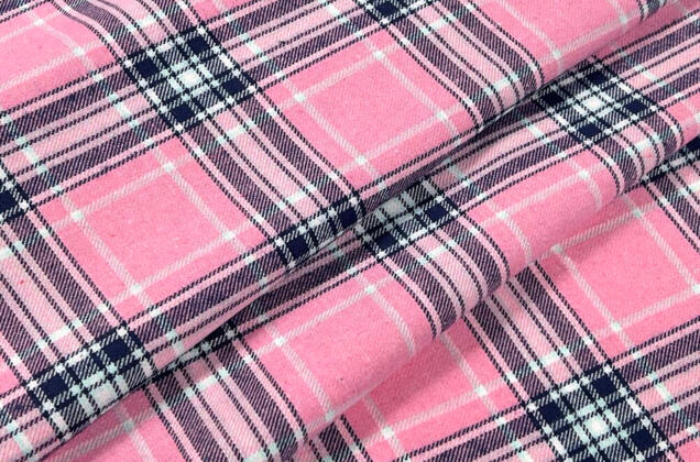 Рубашечная фланель (фуле) 100% хлопок, Клетка розовая, Турция 2