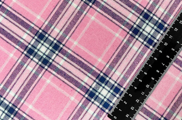 Рубашечная фланель (фуле) 100% хлопок, Клетка розовая, Турция 1