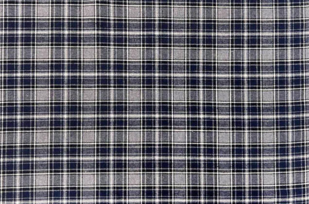 Рубашечная фланель (фуле) 100% хлопок, Клетка серая с синим, Турция 1