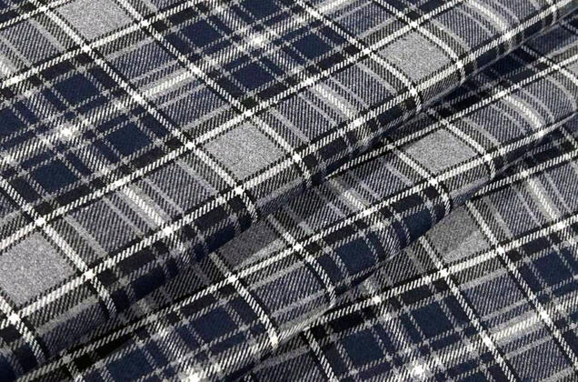 Рубашечная фланель (фуле) 100% хлопок, Клетка серая с синим, Турция 2