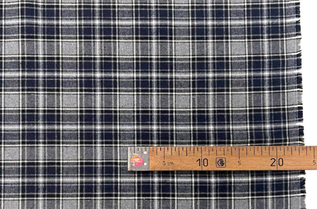 Рубашечная фланель (фуле) 100% хлопок, Клетка серая с синим, Турция 4
