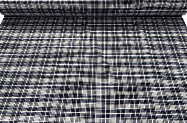 Рубашечная фланель (фуле) 100% хлопок, Клетка серая с синим, Турция 6