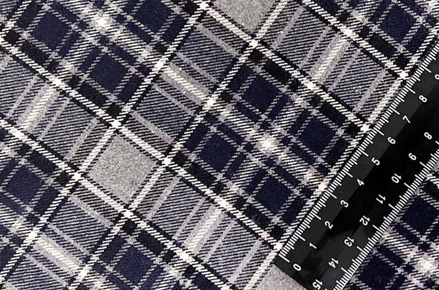 Рубашечная фланель (фуле) 100% хлопок, Клетка серая с синим, Турция 1