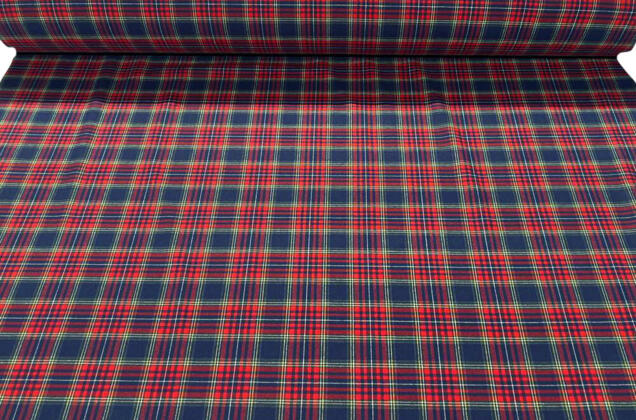 Рубашечная фланель (фуле) 100% хлопок, Клетка темно-синяя с красным, Турция 5