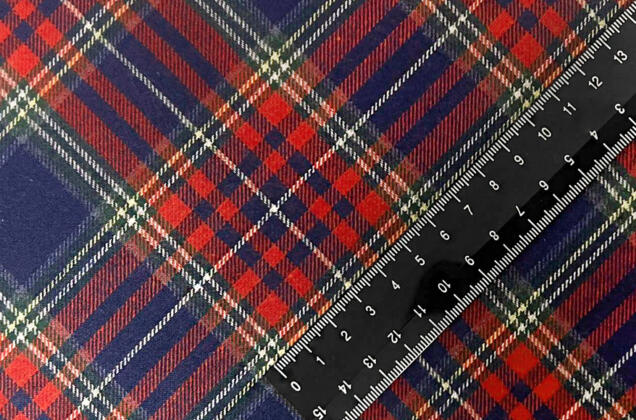 Рубашечная фланель (фуле) 100% хлопок, Клетка темно-синяя с красным, Турция 1