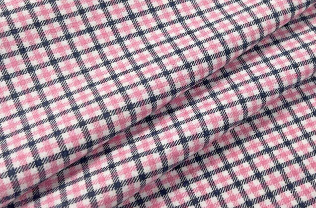 Рубашечная фланель (фуле) 100% хлопок, Клетка мелкая розовая, Турция 1