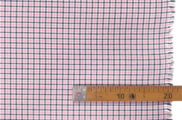 Рубашечная фланель (фуле) 100% хлопок, Клетка мелкая розовая, Турция 2