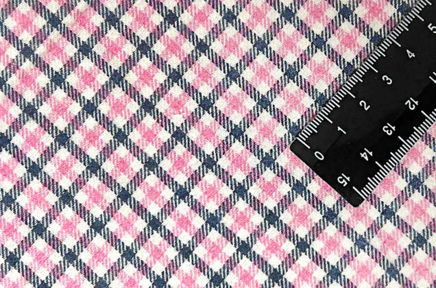 Рубашечная фланель (фуле) 100% хлопок, Клетка мелкая розовая, Турция 1