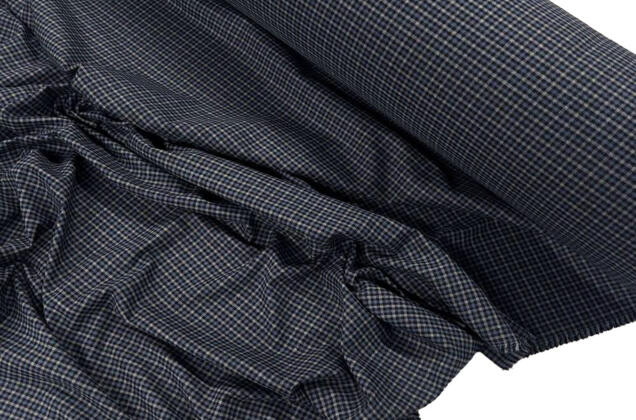 Рубашечная фланель (фуле) 100% хлопок, Клетка мелкая темно-серая с синим, Турция