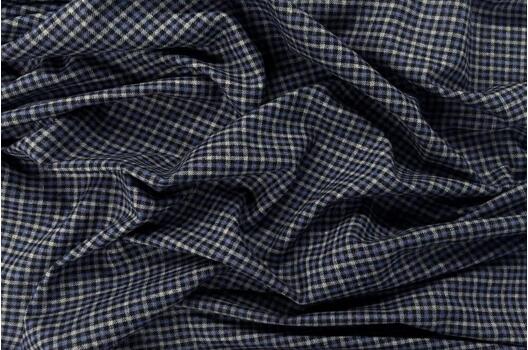 Рубашечная фланель (фуле) 100% хлопок, Клетка мелкая темно-серая с синим, Турция