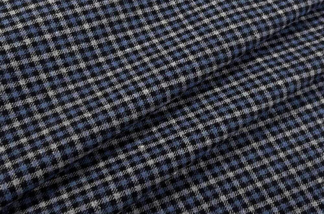 Рубашечная фланель (фуле) 100% хлопок, Клетка мелкая темно-серая с синим, Турция 3