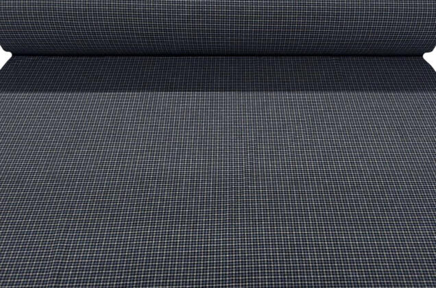 Рубашечная фланель (фуле) 100% хлопок, Клетка мелкая темно-серая с синим, Турция 6