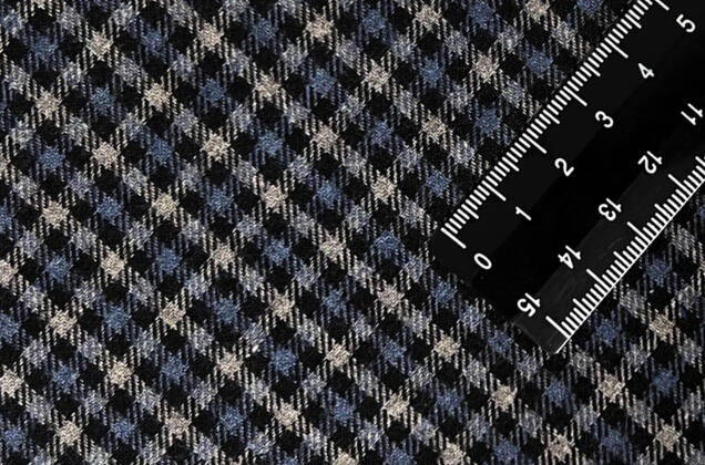 Рубашечная фланель (фуле) 100% хлопок, Клетка мелкая темно-серая с синим, Турция 1