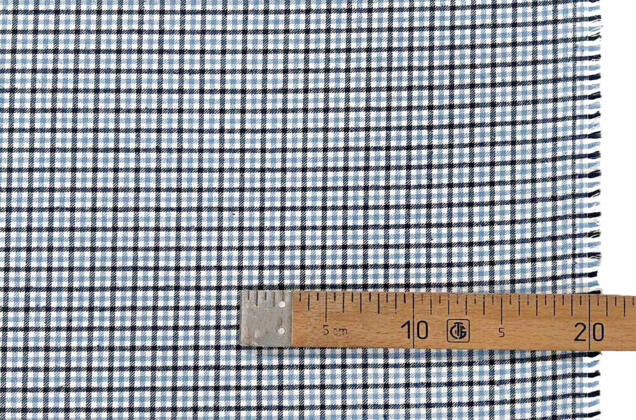 Рубашечная фланель (фуле) 100% хлопок, Клетка мелкая голубая, Турция 2