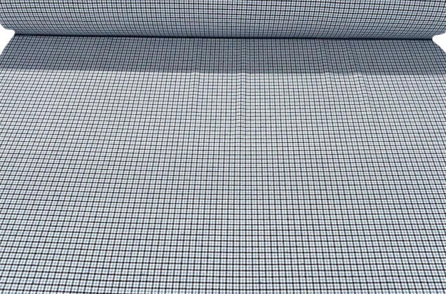 Рубашечная фланель (фуле) 100% хлопок, Клетка мелкая голубая, Турция 5