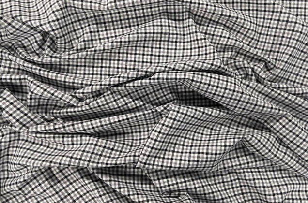 Рубашечная фланель (фуле) 100% хлопок, Клетка мелкая светло-серая, Турция 2