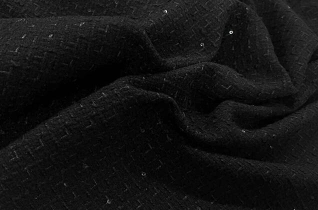 Костюмный Твид в стиле Шанель, черный с пайетками, Турция 4