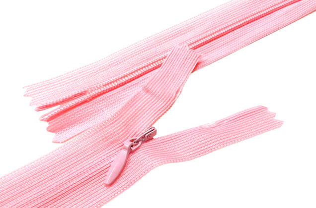 Молния потайная розовая (F133), тип 3, неразъемная, 60 см, Китай