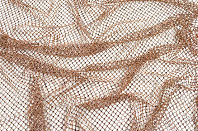 Сетка трикотажная со стразами, бежевая, 140 см 2