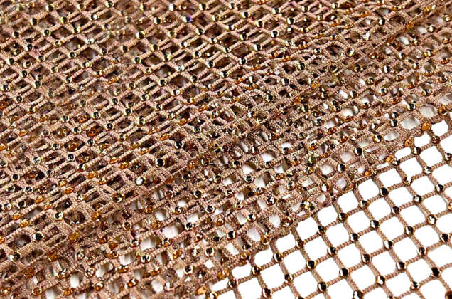Сетка трикотажная со стразами, бежевая, 140 см 6