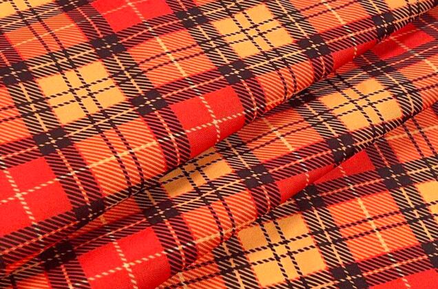 Габардин простой с рисунком, Клетка крупная красная 2