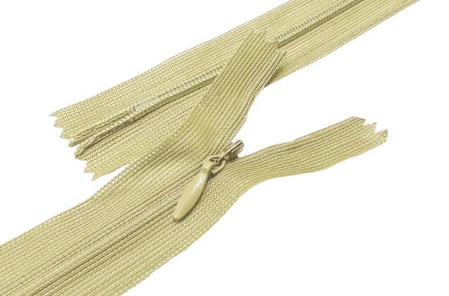 Молния потайная бежевая оливка (F245), тип 3, неразъемная, 20 см, Китай