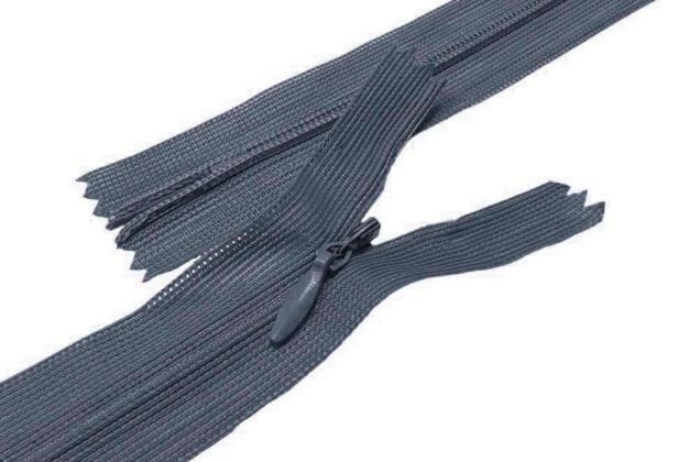 Молния потайная темно-серая (F321), тип 3, неразъемная, 50 см, Китай