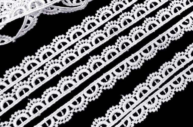 Кружево гипюр матовое (8G8008), неэластичное, 10 мм, иссиня-белое