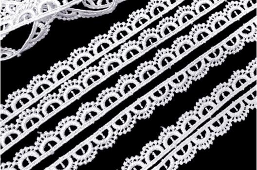 Кружево гипюр матовое (8G8008), неэластичное, 10 мм, иссиня-белое