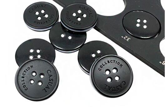 Пуговица пластик CB3679, 4 прокола, черная, 20 мм