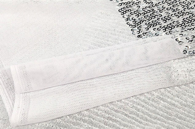 Пайетки на сетке-полосы 2 мм, серебряные на белом, 135 см 4