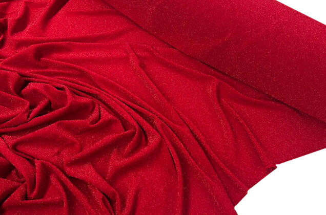Трикотаж металлик махровый TERRY, красный