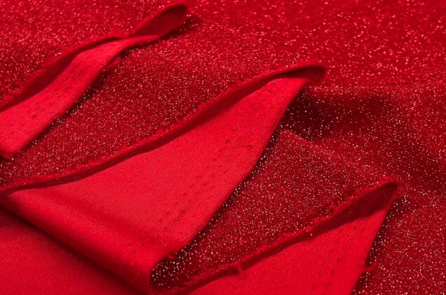 Трикотаж металлик махровый TERRY, красный 3