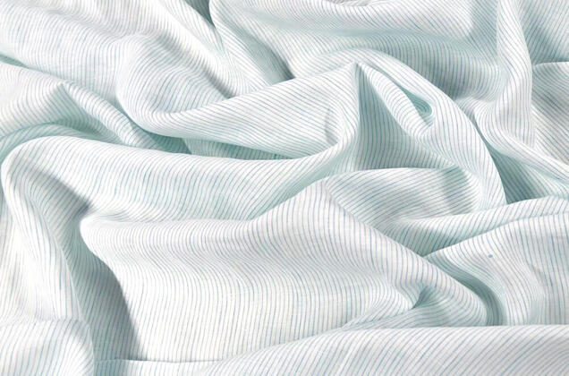 Лен сорочечный 03С68 (8) с эффектом мятости, Полоска мелкая бело-голубая 1