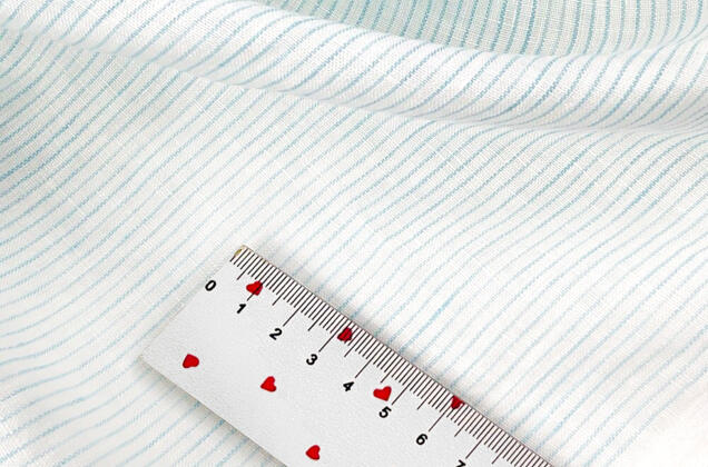 Лен сорочечный 03С68 (8) с эффектом мятости, Полоска мелкая бело-голубая 2