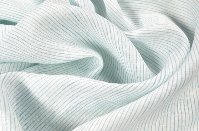 Лен сорочечный 03С68 (8) с эффектом мятости, Полоска мелкая бело-голубая 3