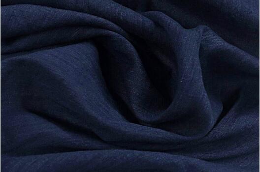 Лен с вискозой сорочечный 19C377 (999) с эффектом мятости, сорт 1, темно-синий