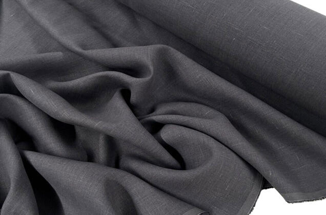 Лен костюмный плотный 09С52 (744), серый графит 1