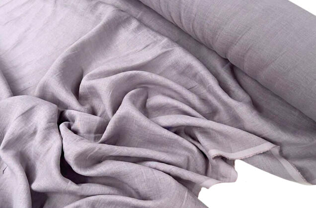 Лен сорочечный с эффектом мятости 2С64 (130), пыльно-сиреневый 1