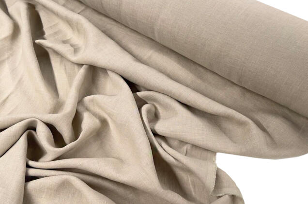 Лен костюмный c эффектом мятости 4С33 (394), натуральный 2